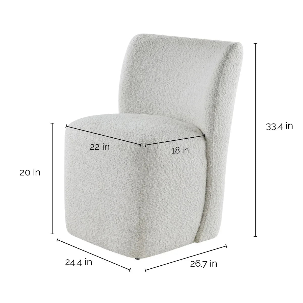 Blair Fabric Armless Dining Chair with Casters