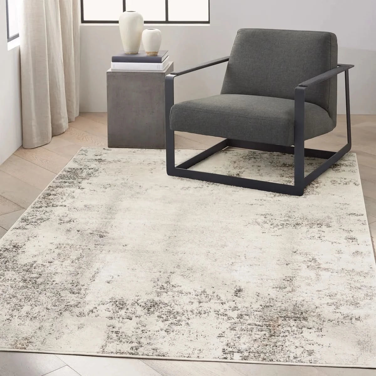 Calvin Klein Luminosity Ivory Gray Area Rug, 5' 3" x 7' 3"