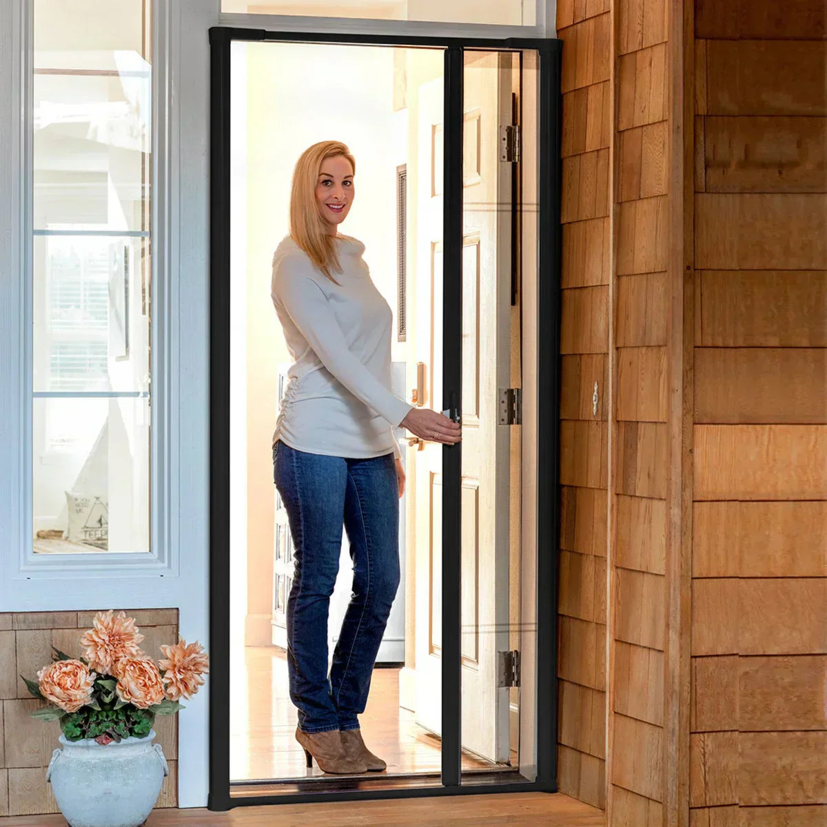Cool Retractable Screen Door for Single Door Opening