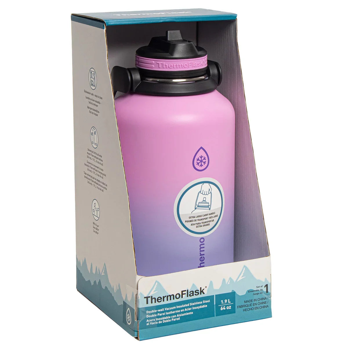 ThermoFlask 64 oz. Double Wall Insulated Stainless Steel Bottle with Straw Lid