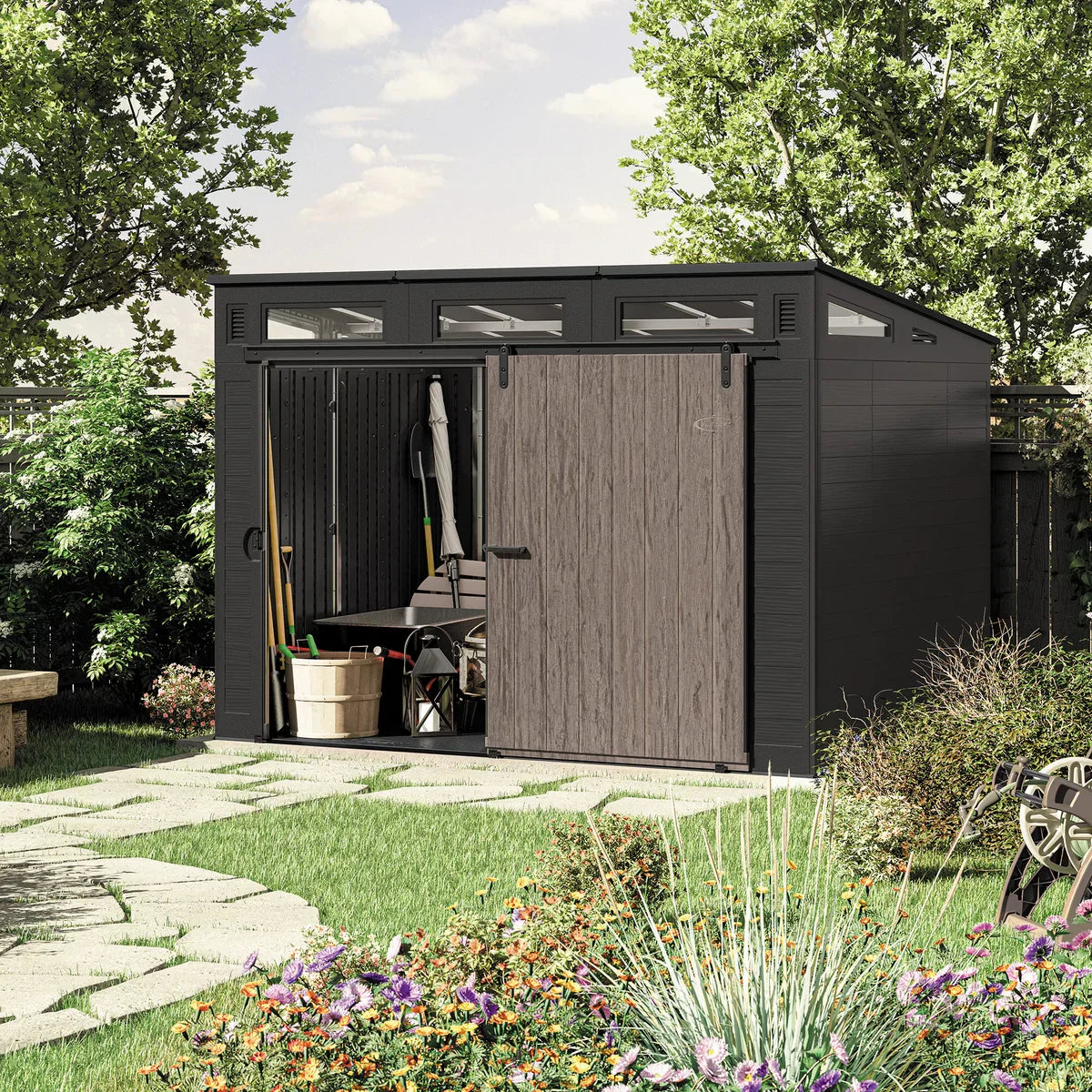 Suncast Modernist 10ft x 7ft. Sliding Door Storage Shed