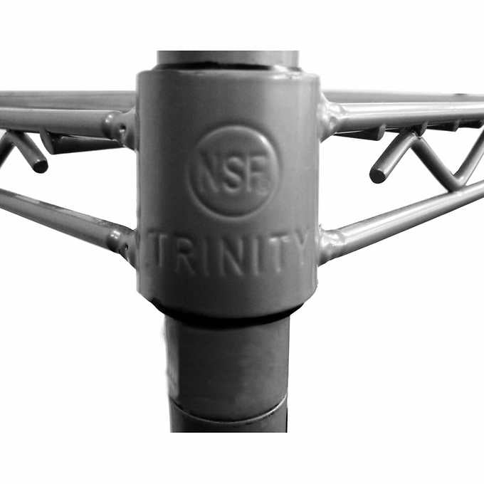 TRINITY 5-Tier Outdoor Wire Shelving Rack with Wheels, 48" x 18" x 72" NSF, Gray Color