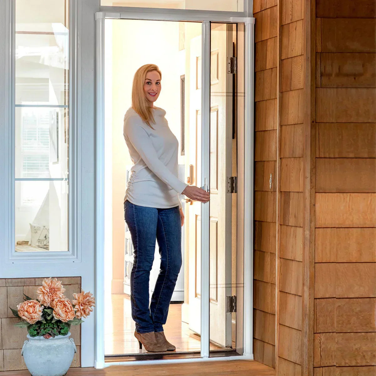 Cool Retractable Screen Door for Single Door Opening