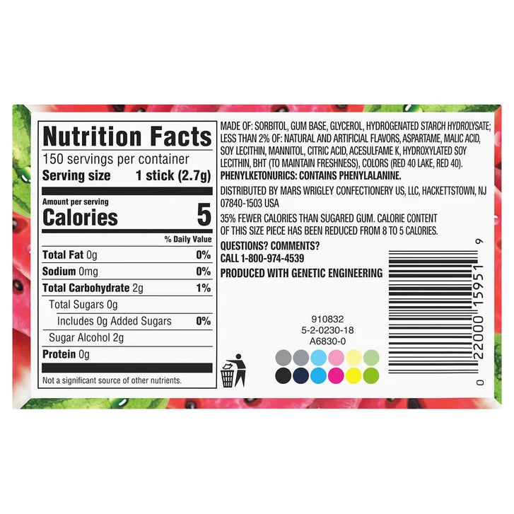 Extra Sugar Free Chewing Gum, Sweet Watermelon, Slim Pack, 15 Sticks, 10-Count