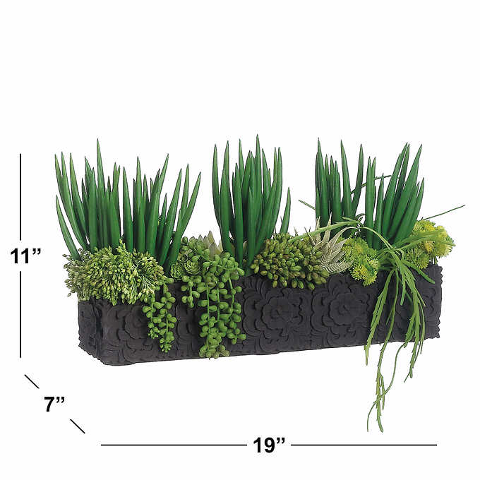 Faux Succulent Arrangement in Cement Planter