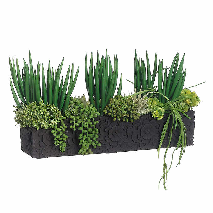 Faux Succulent Arrangement in Cement Planter