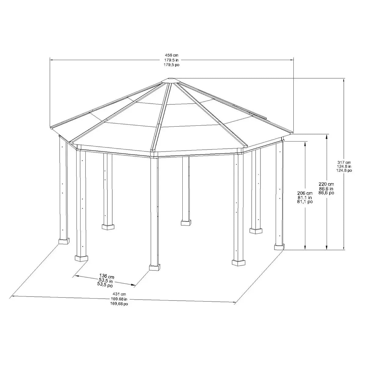 14.9' x 14.9’ Daybreak Octagon Gazebo