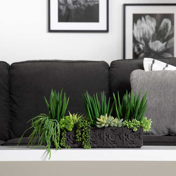 Faux Succulent Arrangement in Cement Planter