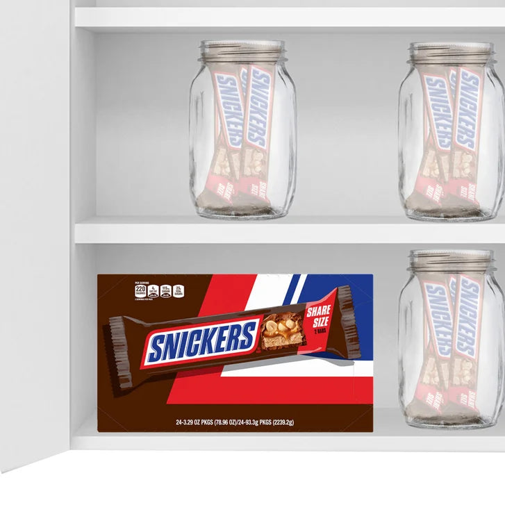 Snickers Chocolate Candy Bars, Share Size, 3.29 oz, 24 count