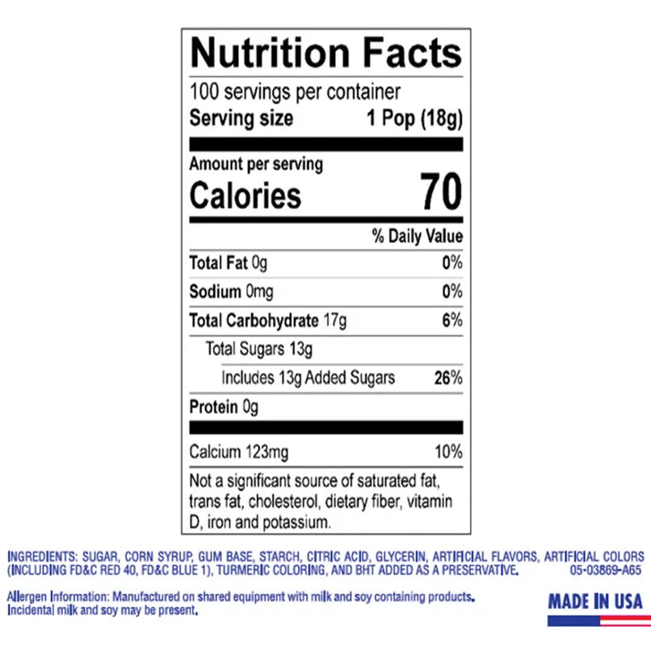 Charms Blow Pop, 0.65 oz, Assorted Bubble Gum Filled Pops, 100-count