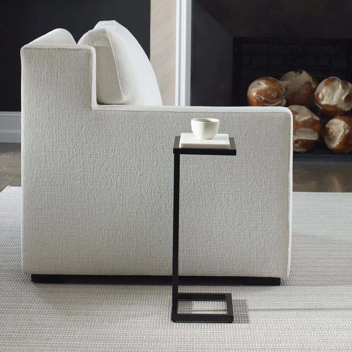 Cailin 23" Side Table, White Marble