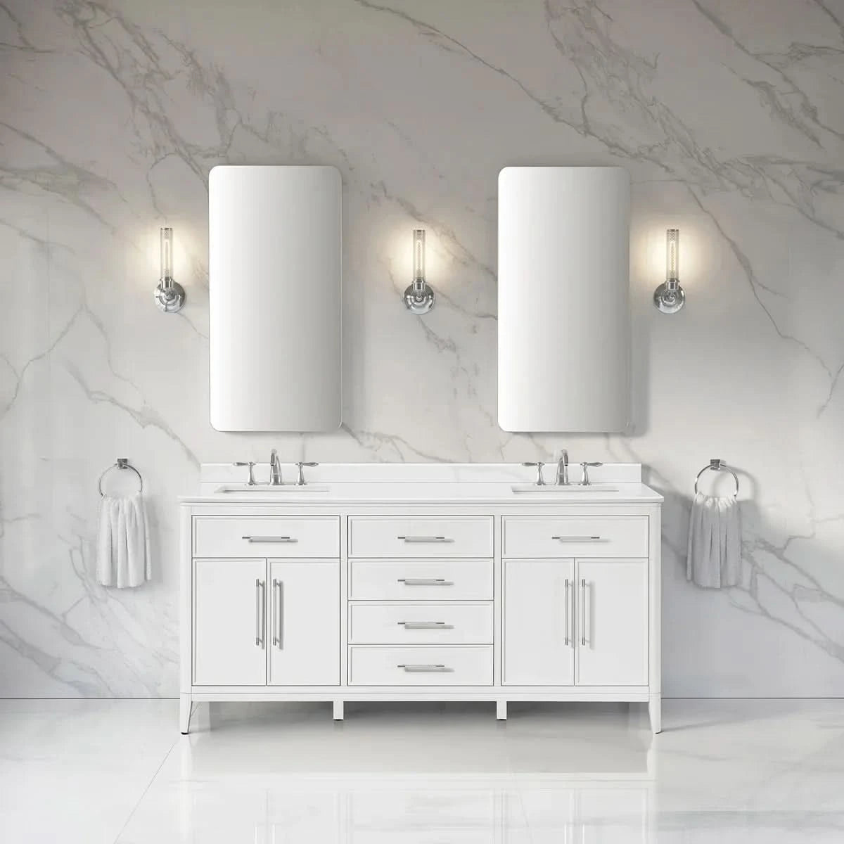 Loxley Rowe Venice Vanity with Quartz Top in White