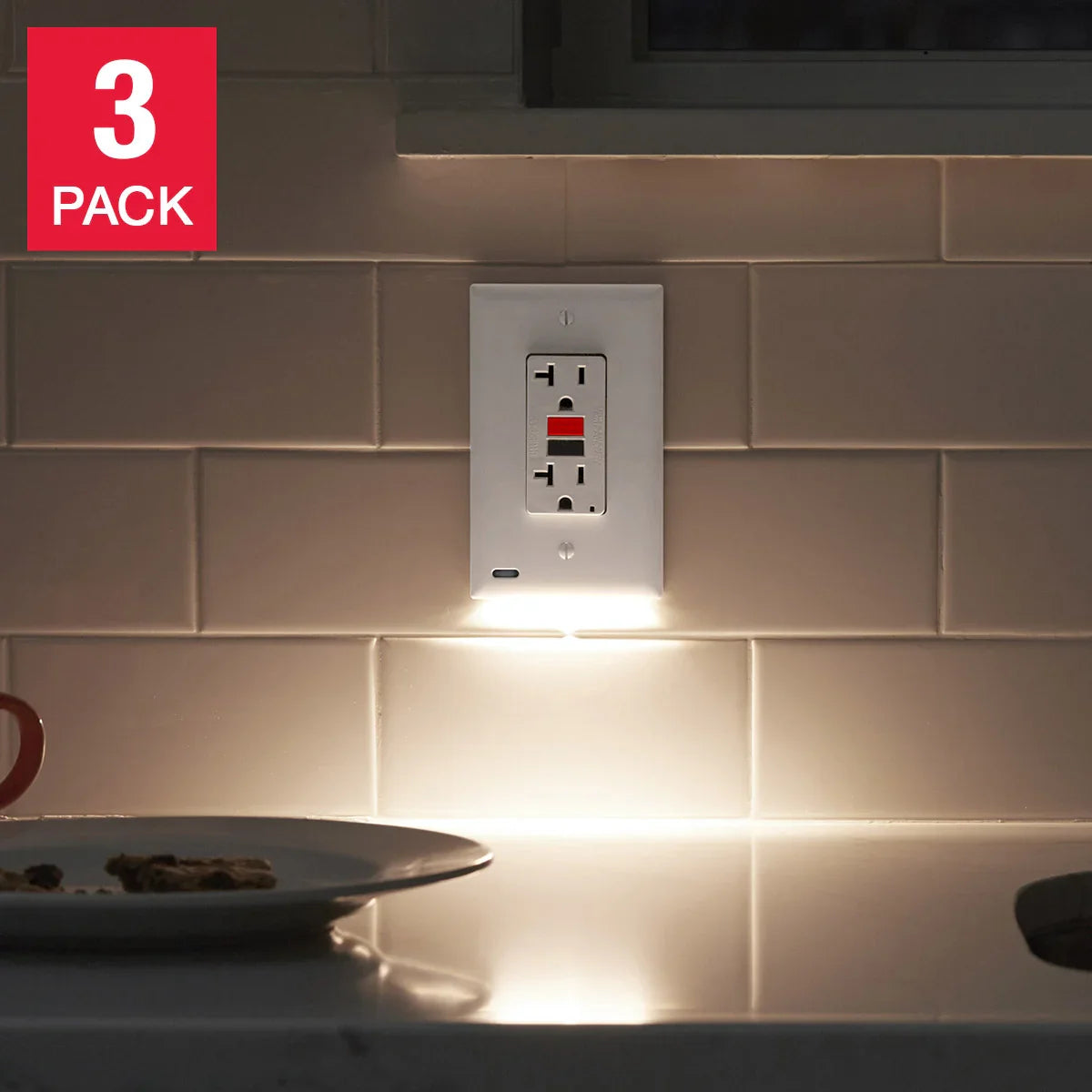 SnapPower GuideLight 2 LED Outlet Cover, 3-pack