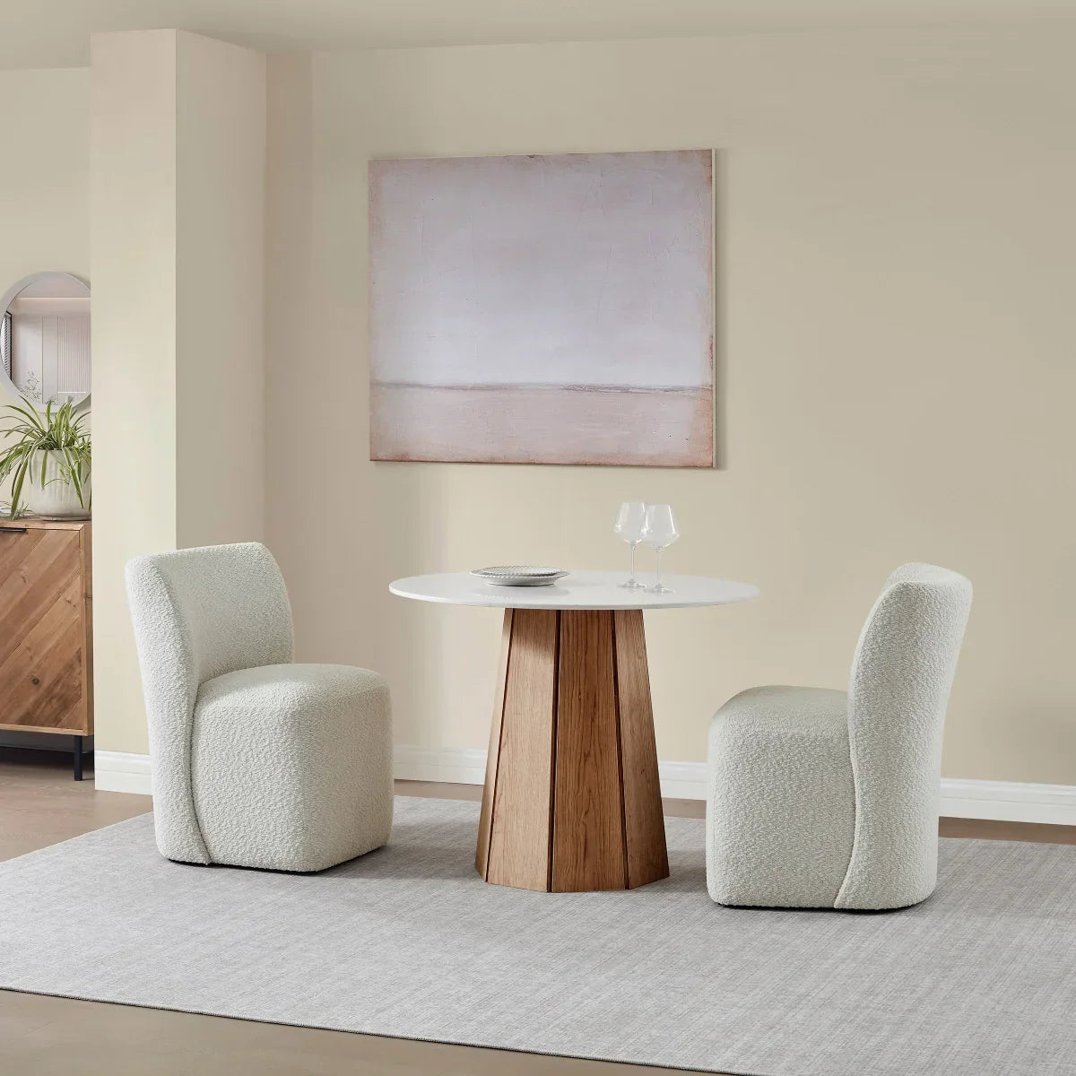 Blair Fabric Armless Dining Chair with Casters