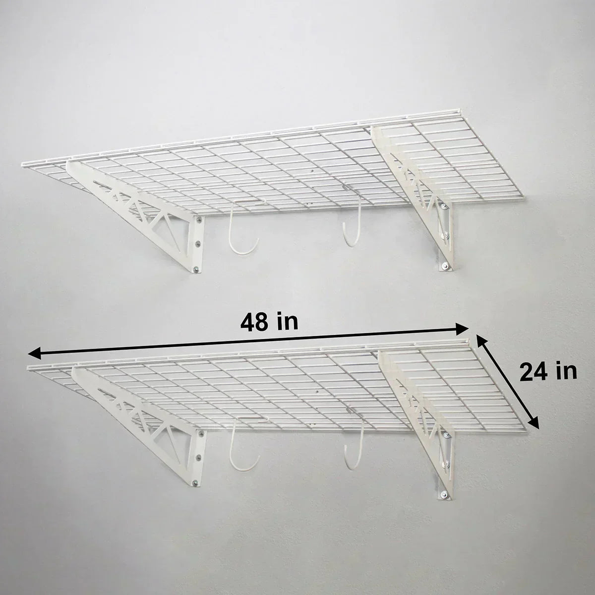 SafeRacks Wall Shelf Combo Kit, Two Shelves, Four Deck Hooks