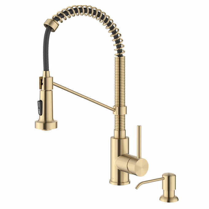 KRAUS 18" Pull-Down Commercial Kitchen Faucet with Matching Soap Dispenser