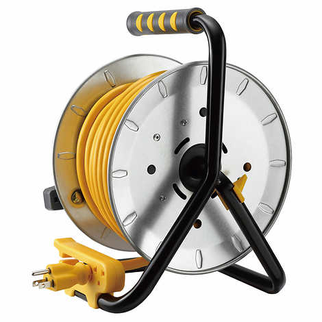 Link2Home Professional Grade Metal Cord Reel 50ft 12AWG Extension Cord