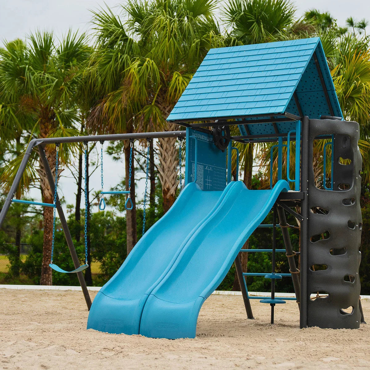 Lifetime Lookout Double-Slide Swing Set