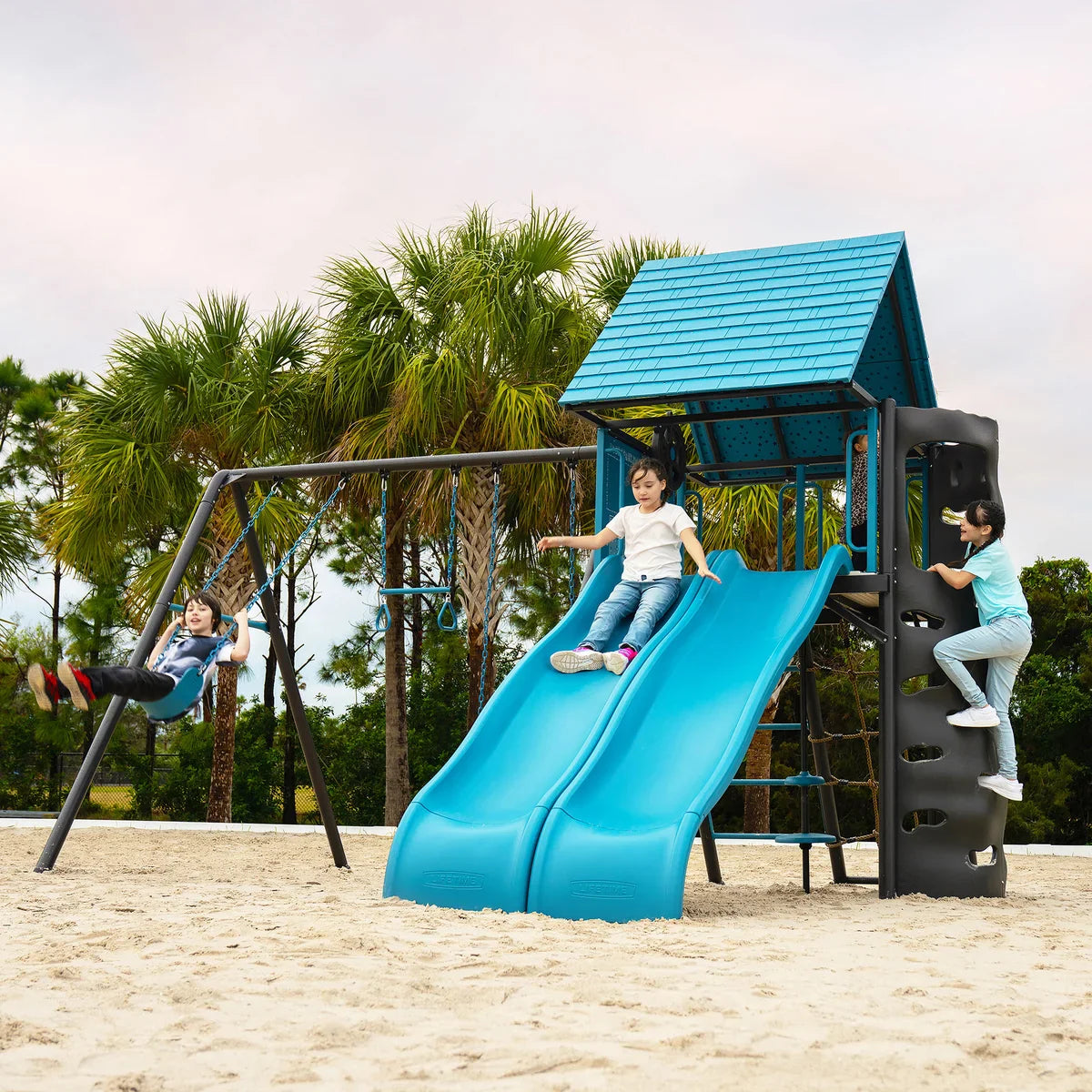 Lifetime Lookout Double-Slide Swing Set
