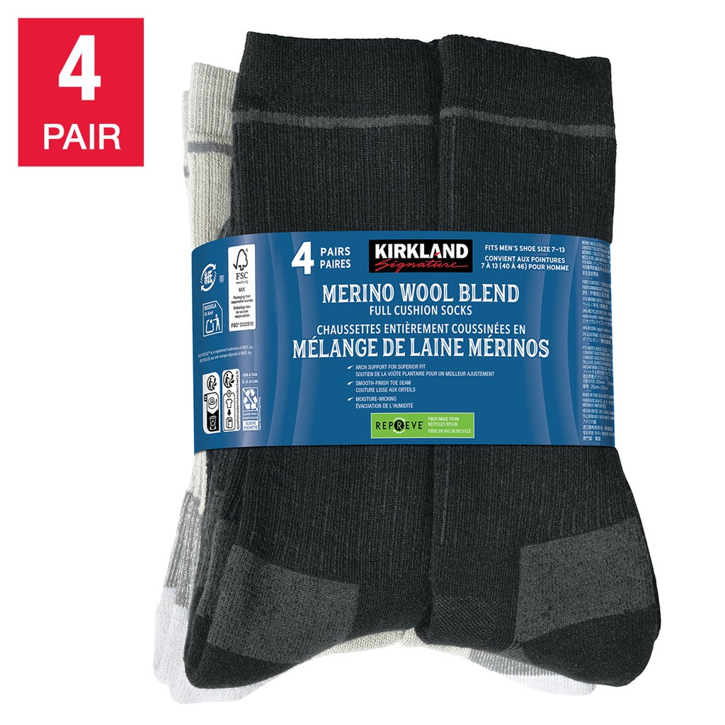 Kirkland Signature Mens Merino Wool Blend Sock Pair
