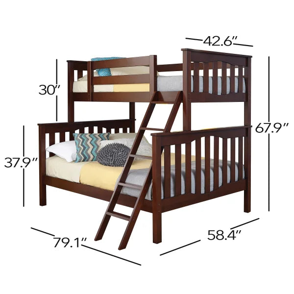 Seneca Twin Over Full Bunk Bed Collection in Dark Brown