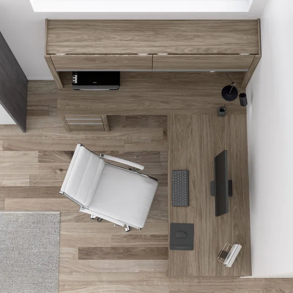 Stoneham L-Shaped Desk with Hutch and Pedestal