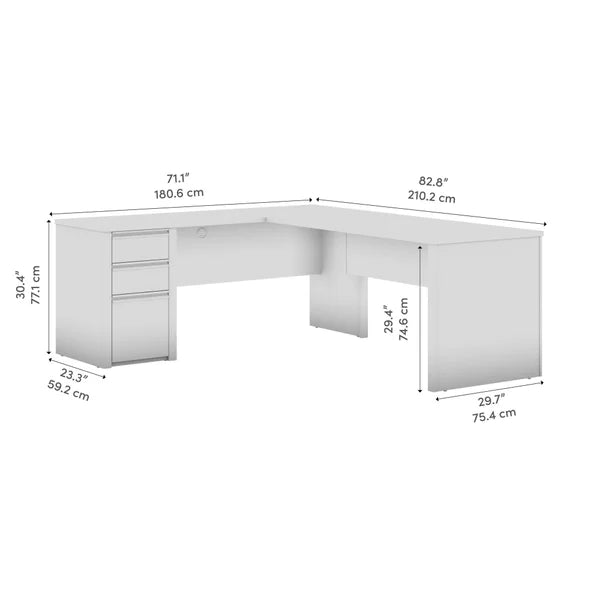 Stoneham L-Shaped Desk with Pedestal