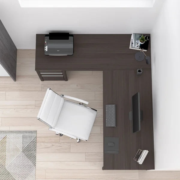 Stoneham L-Shaped Desk with Pedestal