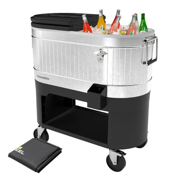 Permasteel 120-quart Galvanized Steel Rolling Cooler with Cover