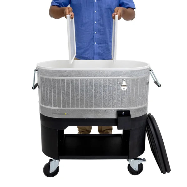 Permasteel 120-quart Galvanized Steel Rolling Cooler with Cover