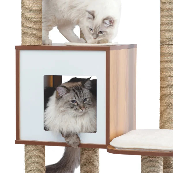 Catit Vesper High Base XL 62 inch Cat Tree, 5 Levels and 1 Condo, Walnut