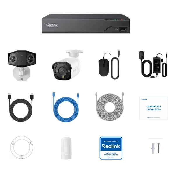 Reolink 8 Channel 4K+ 2TB NVR Security Camera System with 6 Bullet and 1 Panoramic Camera