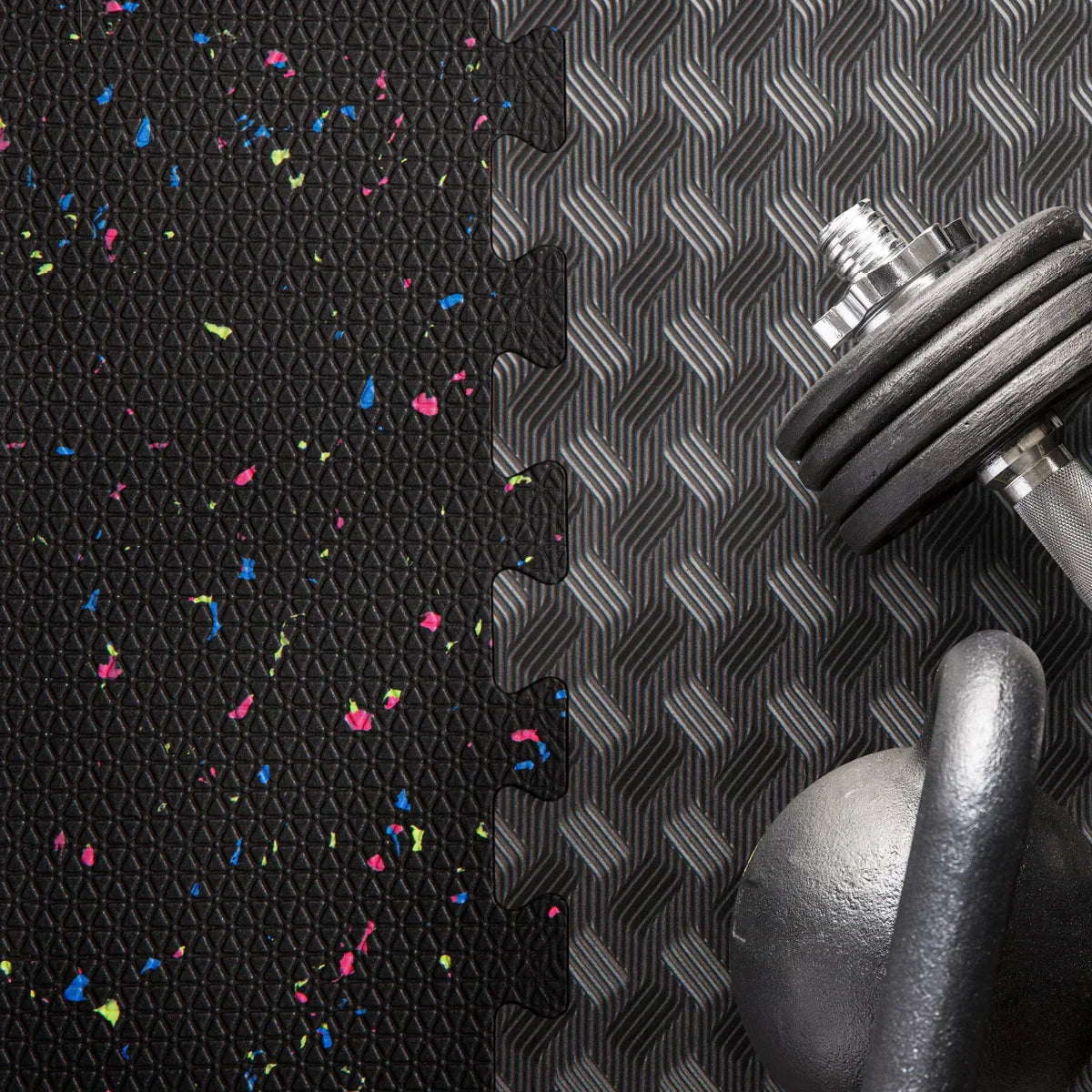 Norsk Dual Density Reversible Gym Flooring, 48 sq ft., 24 in. x 24 in. Foam Mats