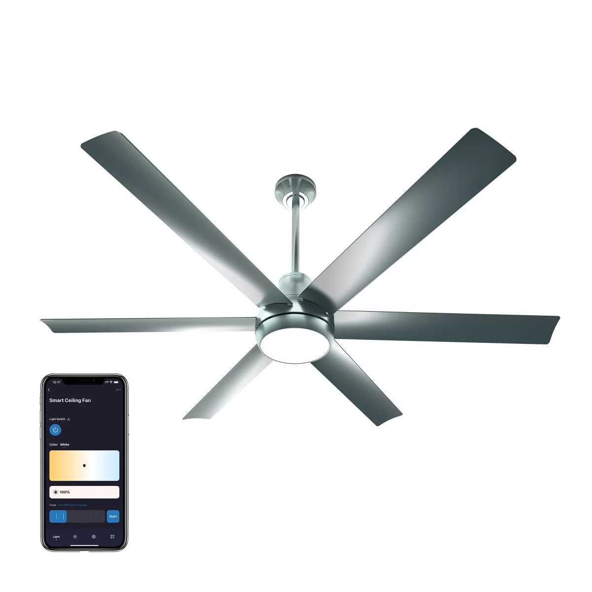 Atomi Smart Bresio Wi-Fi Outdoor Ceiling Fan with Color Changing Integrated LED Light and Remote