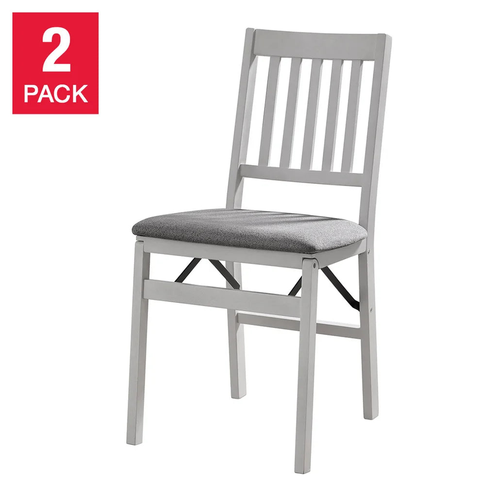 Stakmore Wood Upholstered Folding Chair, 2-pack