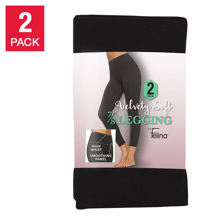 Felina Women's Velvety Soft Legging, 2-pack