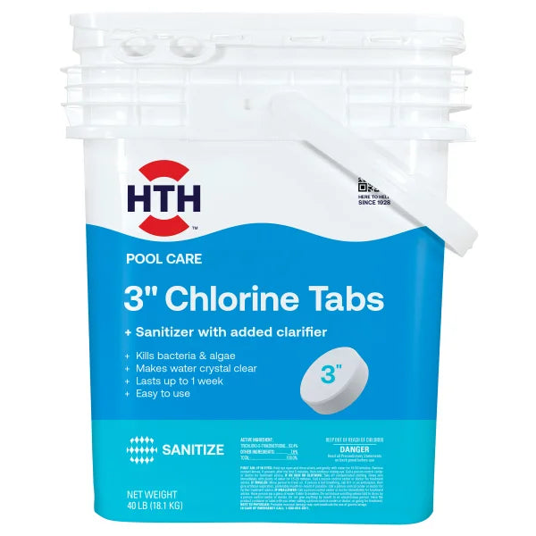 HTH 3" Chlorine Tablets for Pool Sanitization, 40 lbs.
