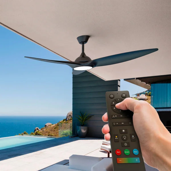 Smart Slique 60” Wi-Fi Outdoor Ceiling Fan with Color Changing Integrated LED Light and Remote