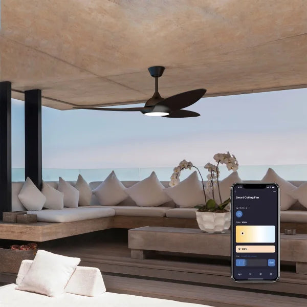 Smart Slique 60” Wi-Fi Outdoor Ceiling Fan with Color Changing Integrated LED Light and Remote