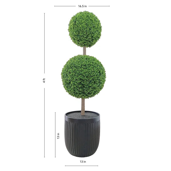 Faux 4' UV Resistant Boxwood Topiary Tree Indoor and Outdoor