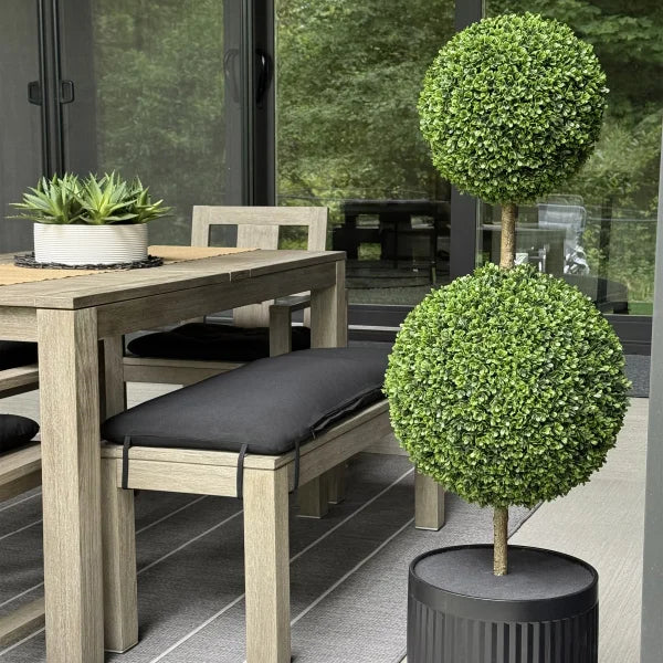 Faux 4' UV Resistant Boxwood Topiary Tree Indoor and Outdoor