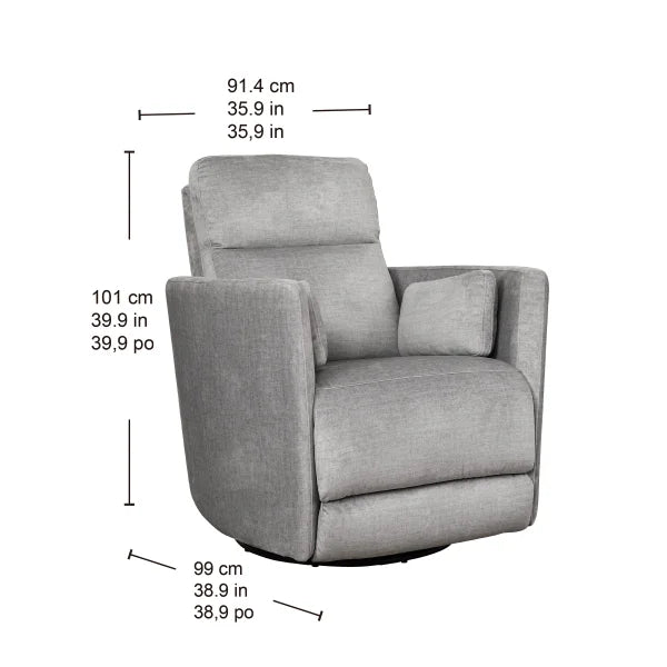Darcy Fabric Power Swivel Glider Recliner with Power Headrest