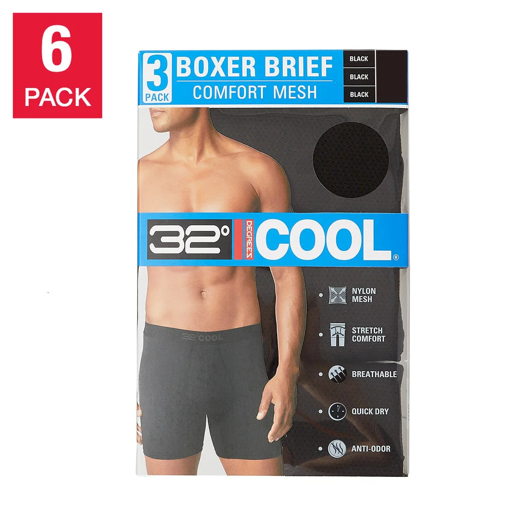 Degrees Mens Comfort Mesh Boxer Brief Pack