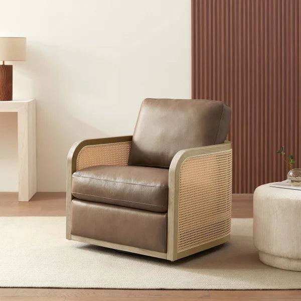 Harley Leather Swivel Accent Chair