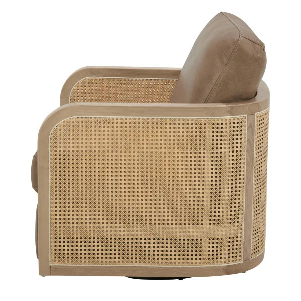 Harley Leather Swivel Accent Chair