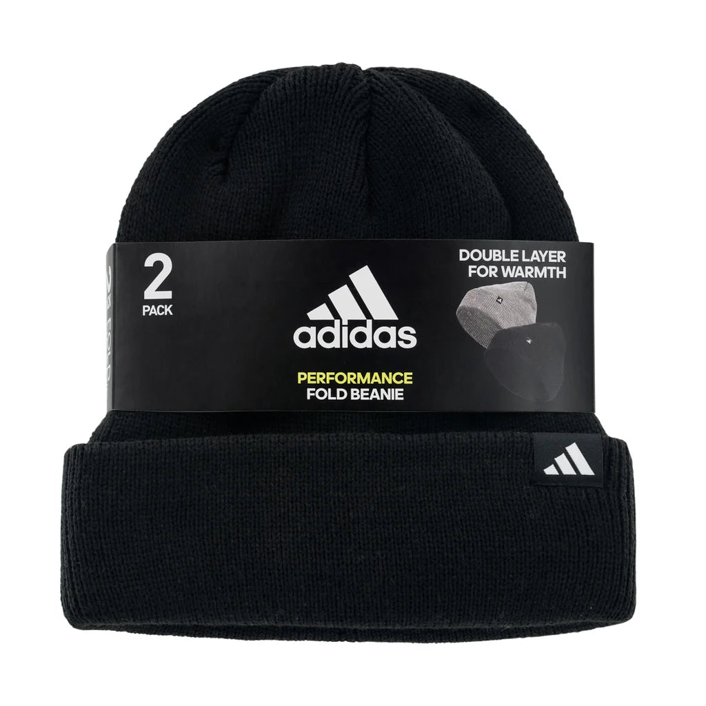 adidas Unisex Fold Beanie, 2-pack