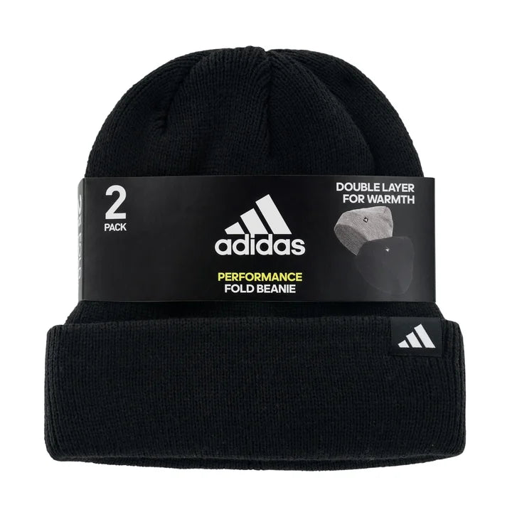 adidas Unisex Fold Beanie, 2-pack