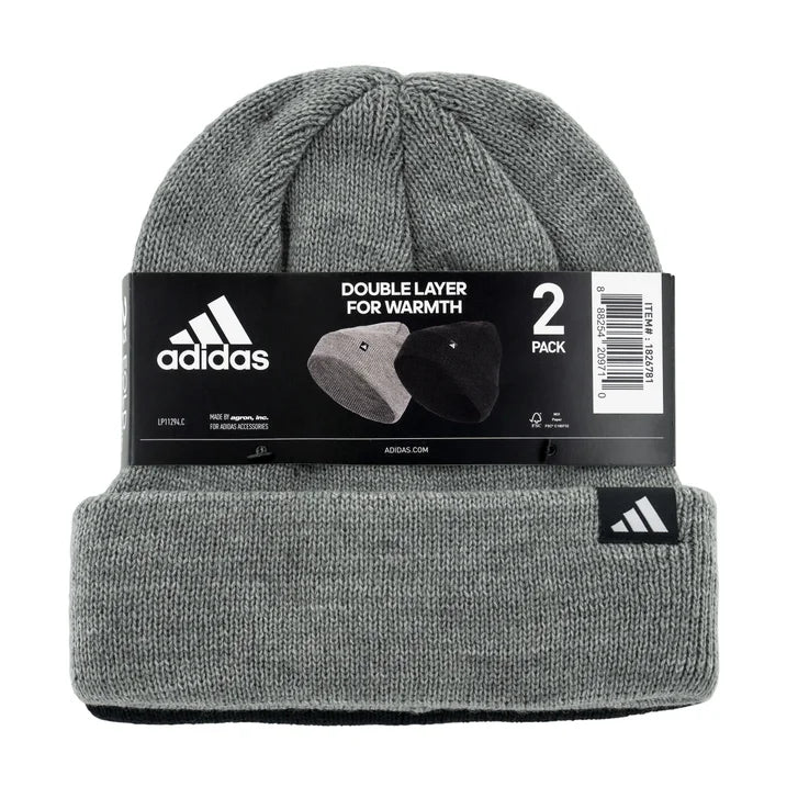 adidas Unisex Fold Beanie, 2-pack