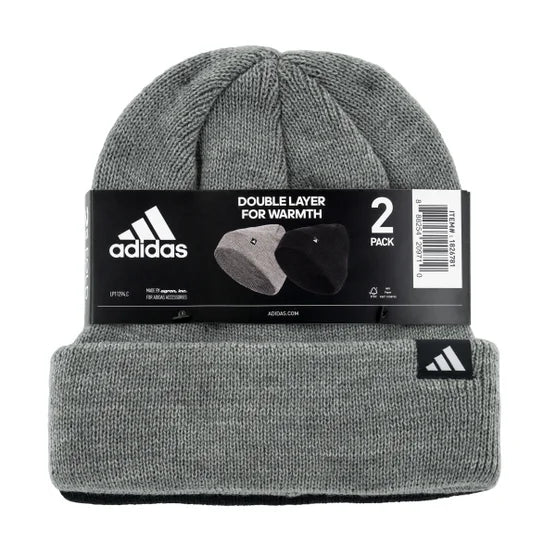 adidas Unisex Fold Beanie, 2-pack