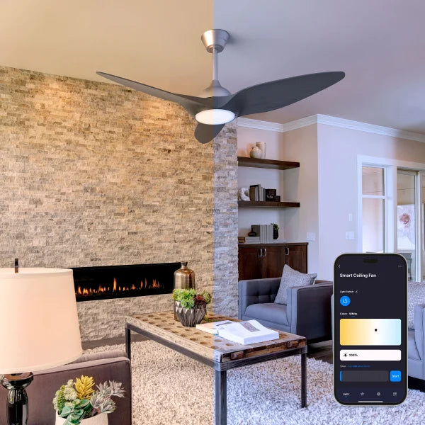 Atomi Smart Monarc 52” Wi-Fi Indoor Ceiling Fan with Color Changing Integrated LED Light and Remote